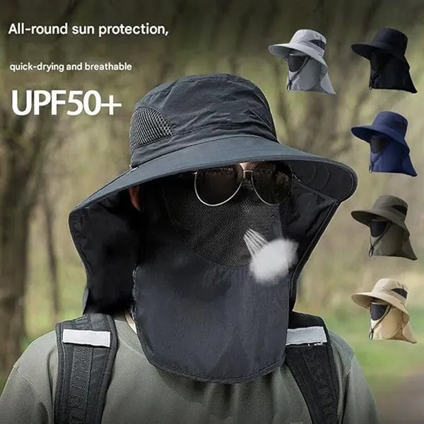 Polyester Fiber Outdoor Sunshade Fishing Hat With Face Mask