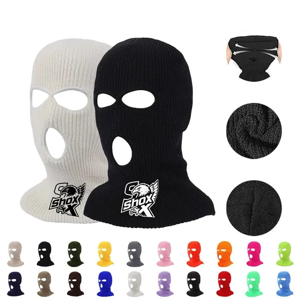 Acrylic Warm Windproof Three-hole Wool Pullover Knitted Hat
