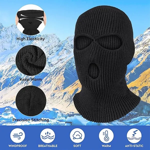 Acrylic Warm Windproof Three-hole Wool Pullover Knitted Hat