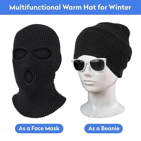 Acrylic Warm Windproof Three-hole Wool Pullover Knitted Hat