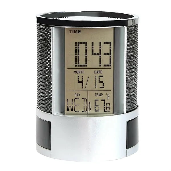Multi-Function Desk Holder Caddy Clock