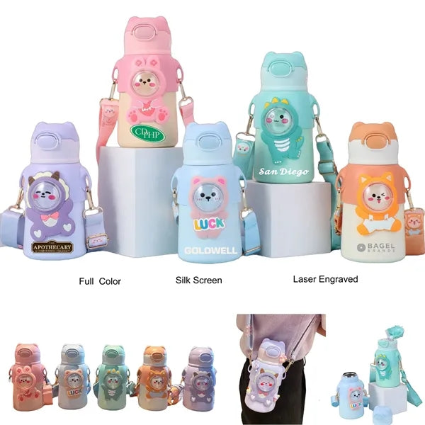 17 oz Kids Vacuum Stainless Steel Insulated Bottle Straw Lid