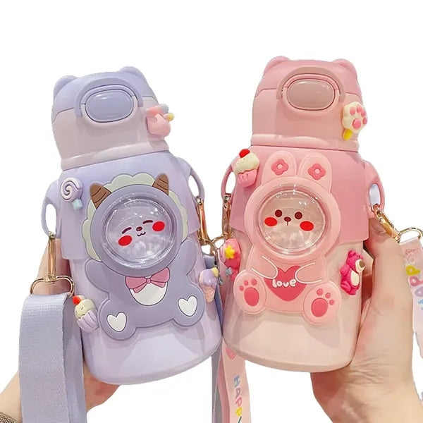 17 oz Kids Vacuum Stainless Steel Insulated Bottle Straw Lid