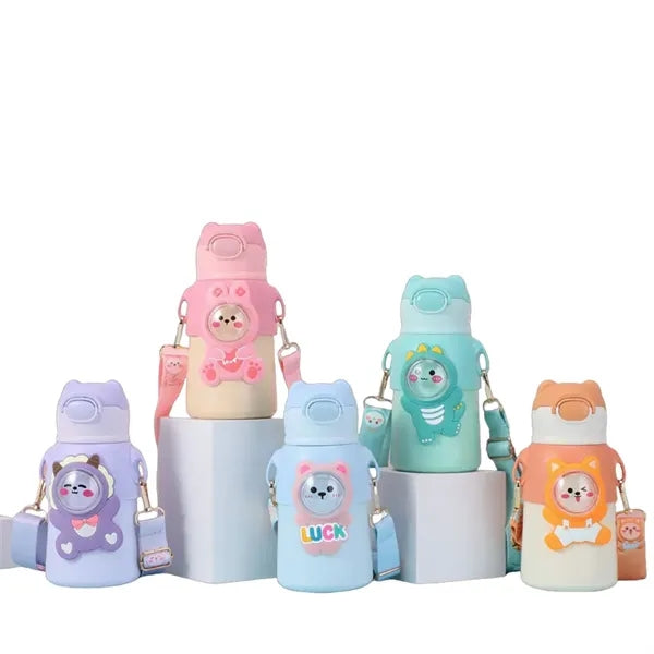 17 oz Kids Vacuum Stainless Steel Insulated Bottle Straw Lid