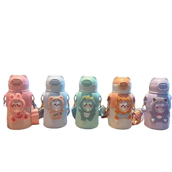 17 oz Kids Vacuum Stainless Steel Insulated Bottle Straw Lid