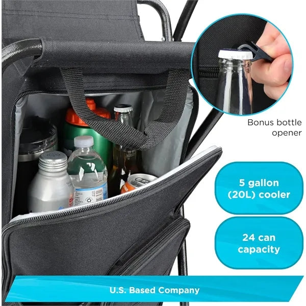 Folding Stool Portable Backpack with Cooler Insulated Bag