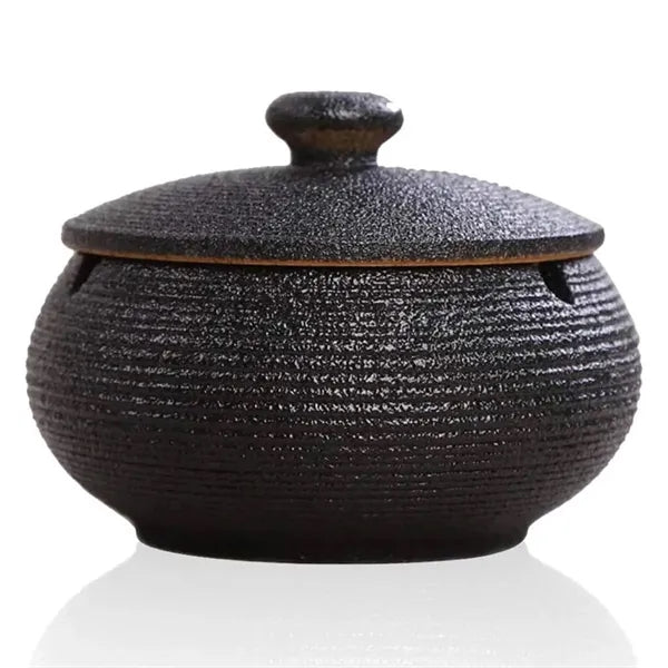 Windproof Ceramic Ashtray w/ Lid