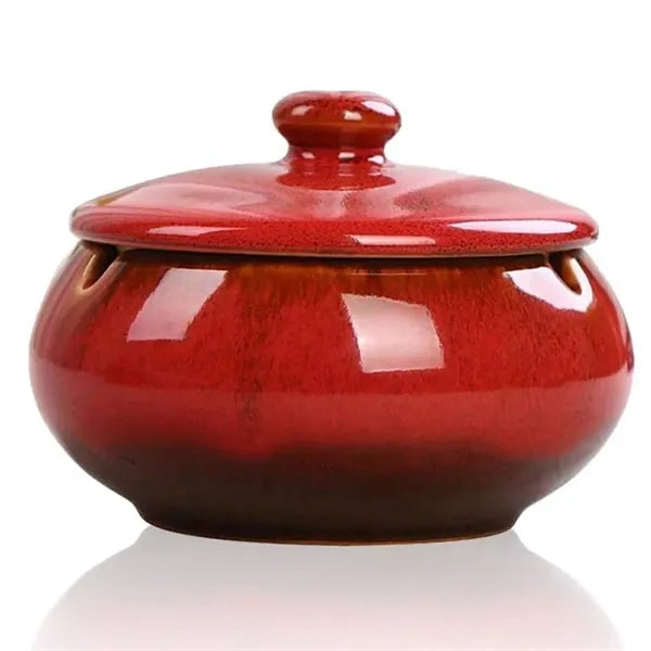 Windproof Ceramic Ashtray w/ Lid