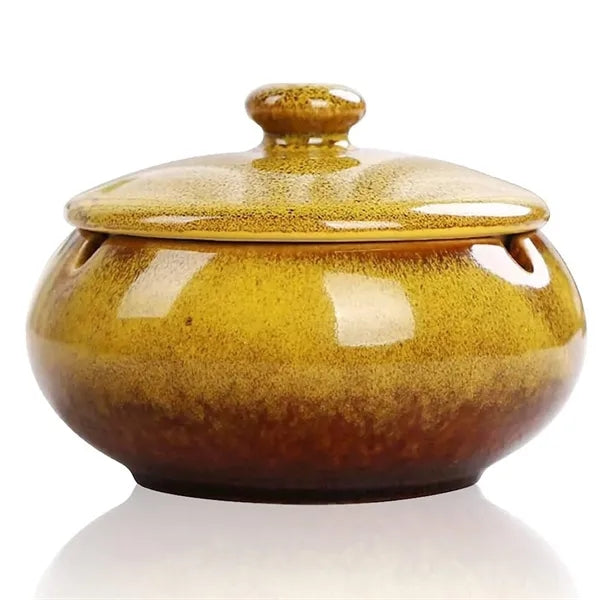 Windproof Ceramic Ashtray w/ Lid