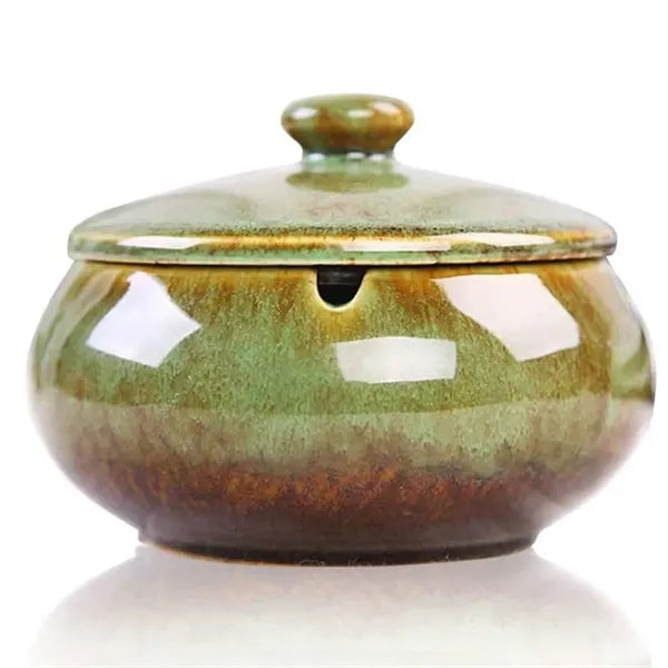 Windproof Ceramic Ashtray w/ Lid