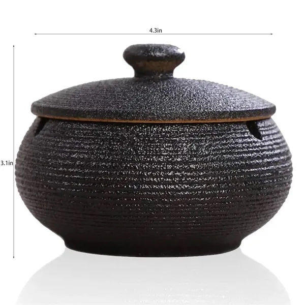 Windproof Ceramic Ashtray w/ Lid