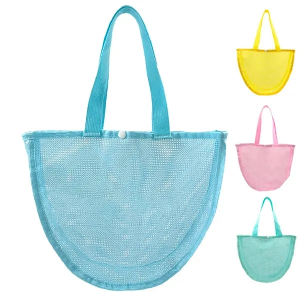 Kids Colorful Mesh Beach Seashell Bag