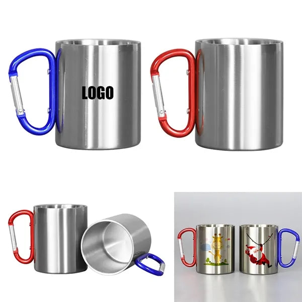 10 Oz Stainless Steel Carabiner Cup with Handle