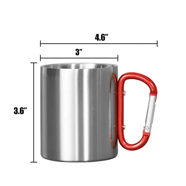 10 Oz Stainless Steel Carabiner Cup with Handle