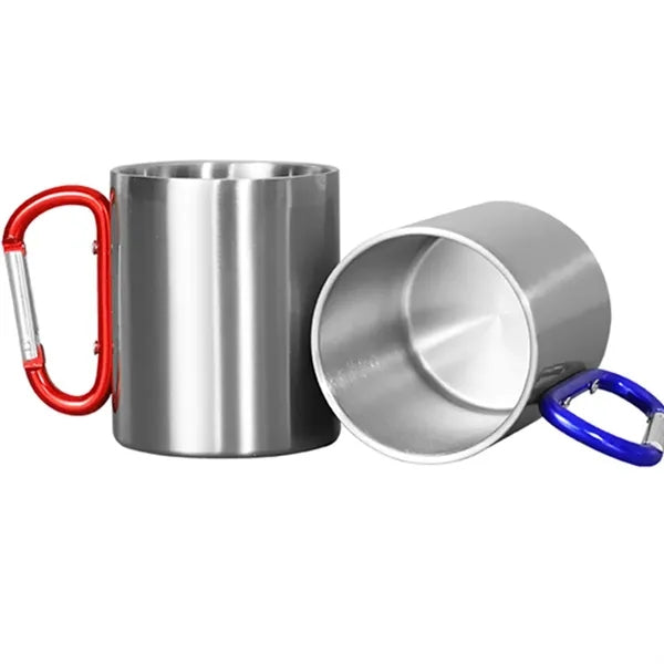 10 Oz Stainless Steel Carabiner Cup with Handle