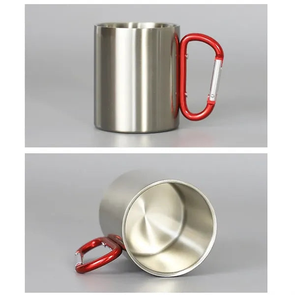 10 Oz Stainless Steel Carabiner Cup with Handle