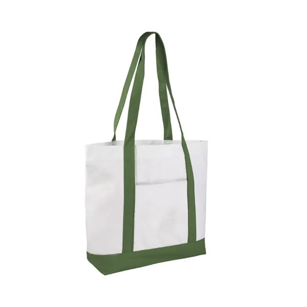 12 Oz Two-Tone Cotton Boat Tote Bag Front Pocket