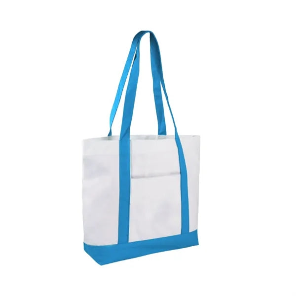 12 Oz Two-Tone Cotton Boat Tote Bag Front Pocket