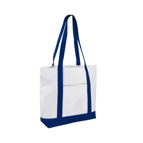 12 Oz Two-Tone Cotton Boat Tote Bag Front Pocket