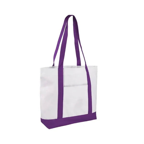 12 Oz Two-Tone Cotton Boat Tote Bag Front Pocket