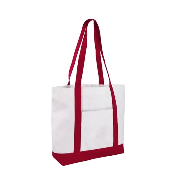 12 Oz Two-Tone Cotton Boat Tote Bag Front Pocket