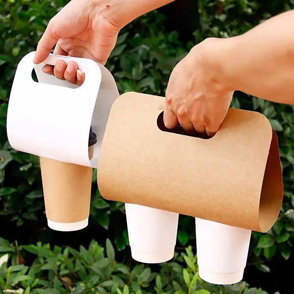 Foldable Kraft Paper Cup Holder with Handle