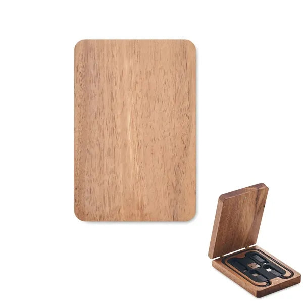 3 IN 1 USB Cable Set with Acacia Wood Box