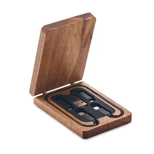 3 IN 1 USB Cable Set with Acacia Wood Box