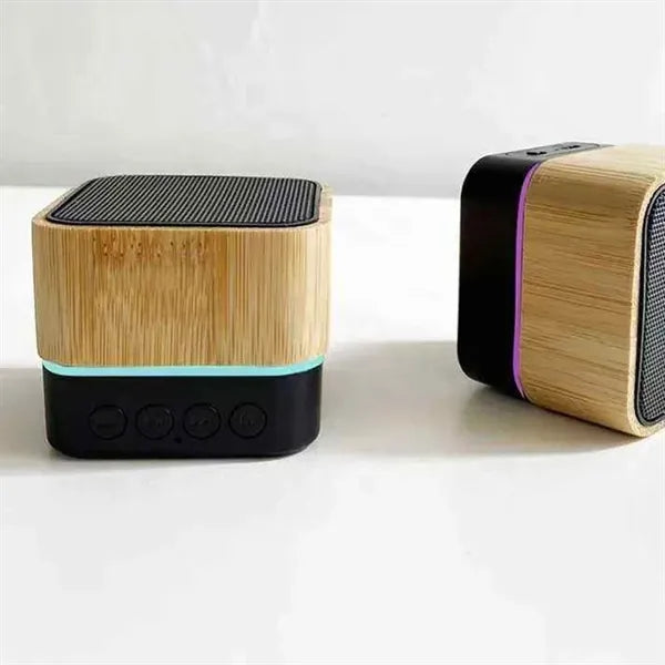 Portable Bamboo Wireless Bluetooth Speaker with LED Light
