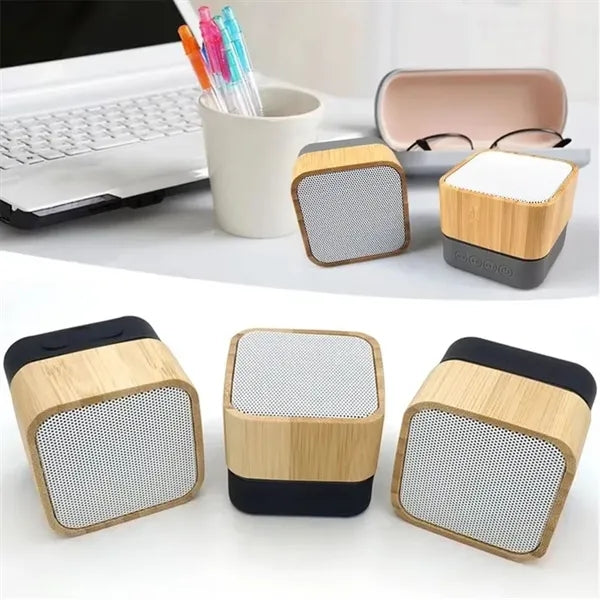 Portable Bamboo Wireless Bluetooth Speaker with LED Light