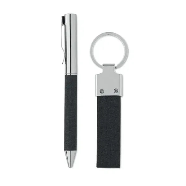 Metal Pen and Premium Personalised Keyring in Black Case