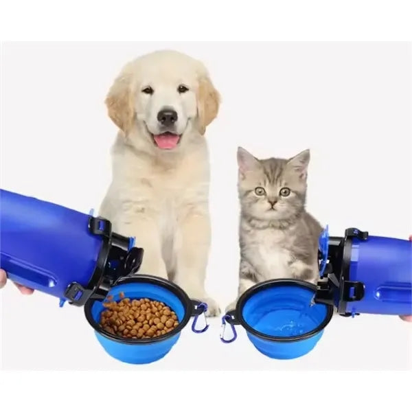Portable Pet Water Bottle With Collapsible Bowl