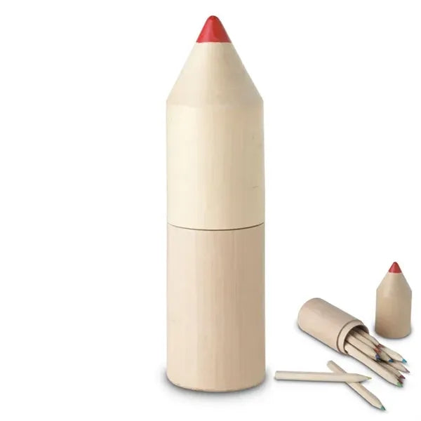 12 Pencils in Wooden Box Coloret
