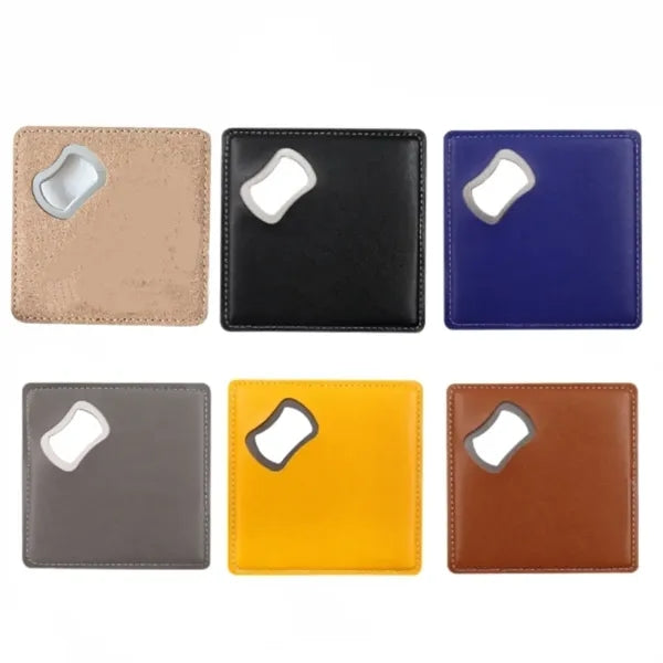 PU Leather Drink Coaster with Bottle Opener
