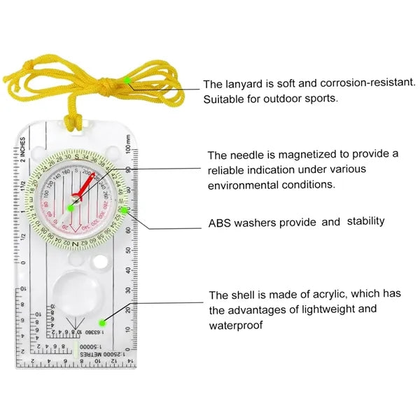 Compasses Map Scale Ruler With Lanyard