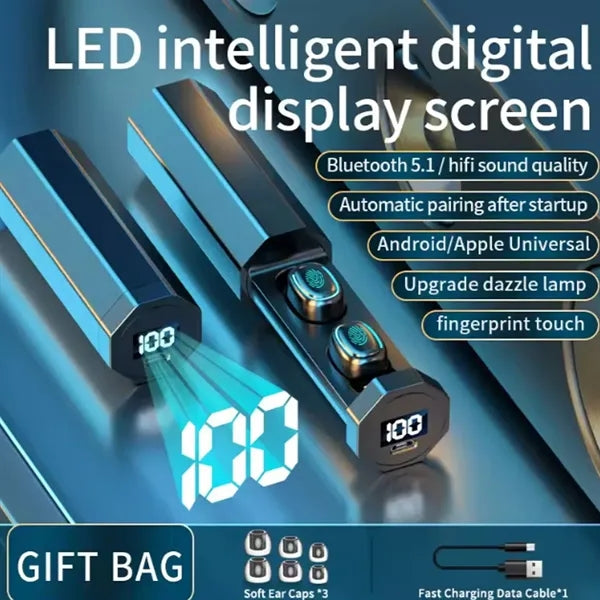Bluetooth Earbuds Touch Control LED Display
