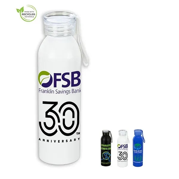 22 OZ Recycled Aluminum Bottle With Carry Strap Lid