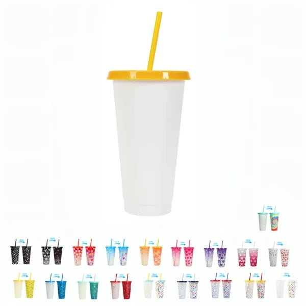 24oz Cold Color Changing Cup W/Lid&Straw