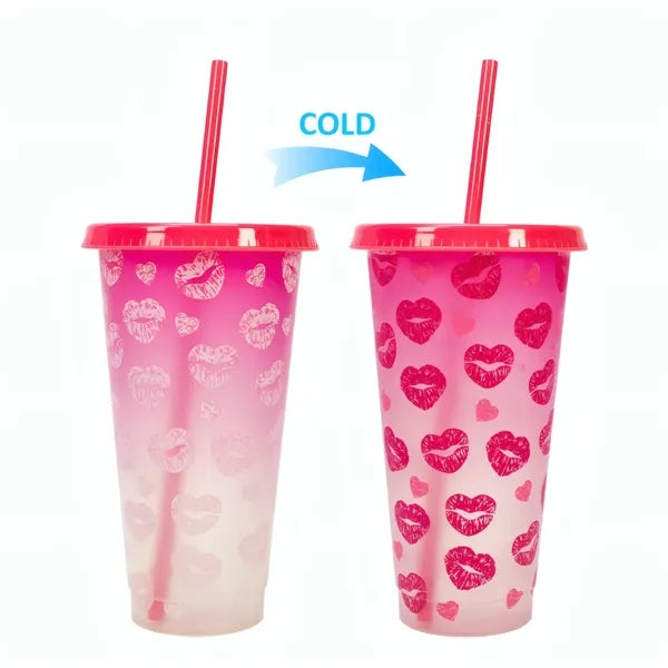 24oz Cold Color Changing Cup W/Lid&Straw
