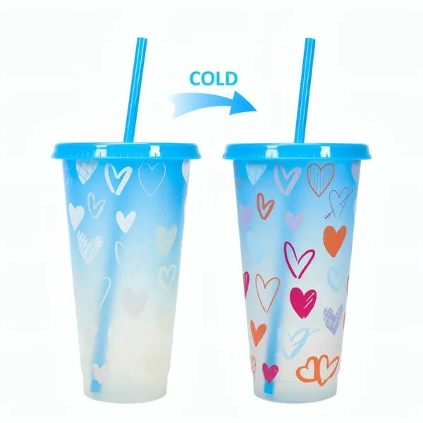 24oz Cold Color Changing Cup W/Lid&Straw