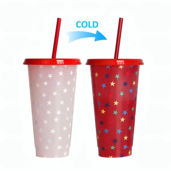 24oz Cold Color Changing Cup W/Lid&Straw