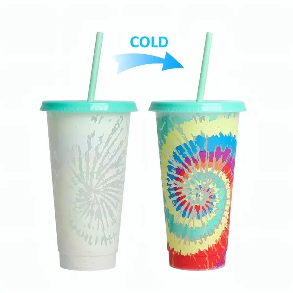 24oz Cold Color Changing Cup W/Lid&Straw