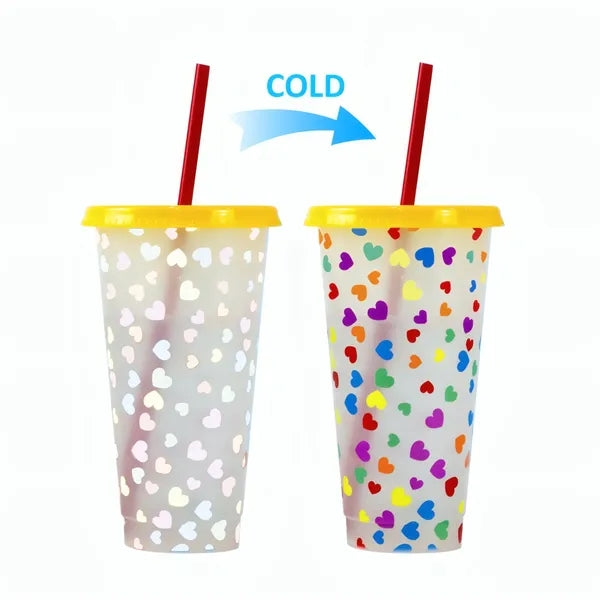 24oz Cold Color Changing Cup W/Lid&Straw