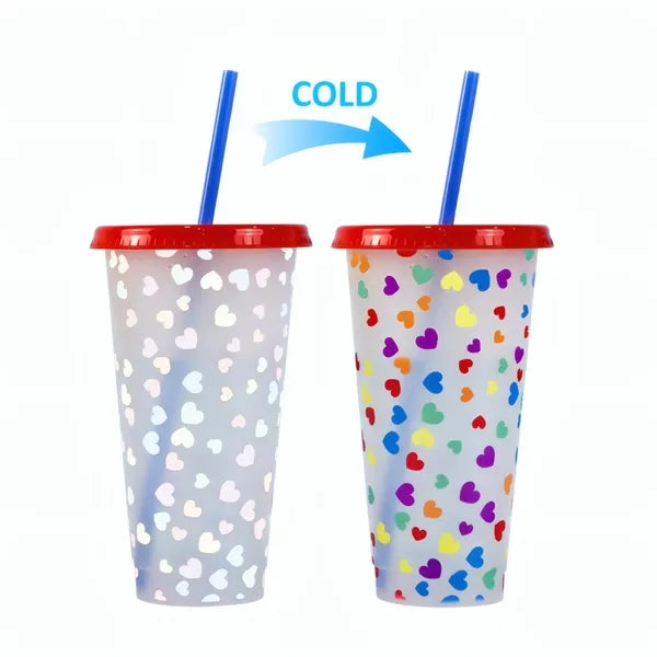 24oz Cold Color Changing Cup W/Lid&Straw
