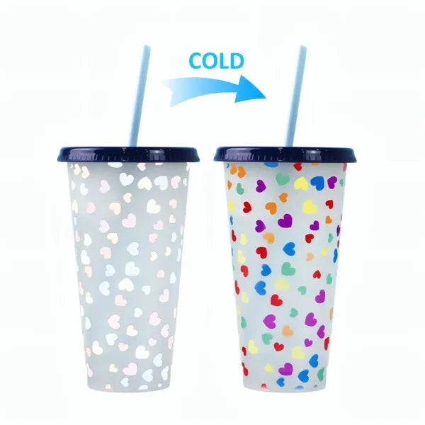 24oz Cold Color Changing Cup W/Lid&Straw