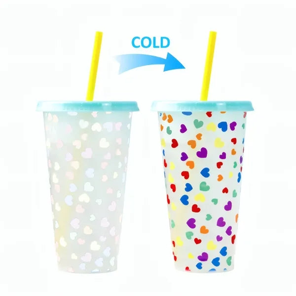 24oz Cold Color Changing Cup W/Lid&Straw