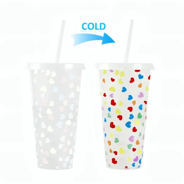 24oz Cold Color Changing Cup W/Lid&Straw