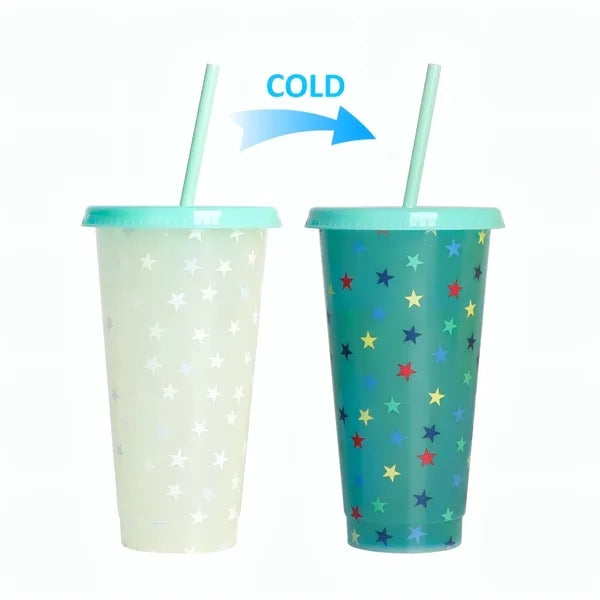 24oz Cold Color Changing Cup W/Lid&Straw