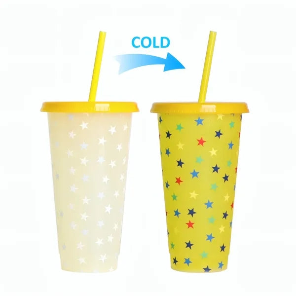 24oz Cold Color Changing Cup W/Lid&Straw