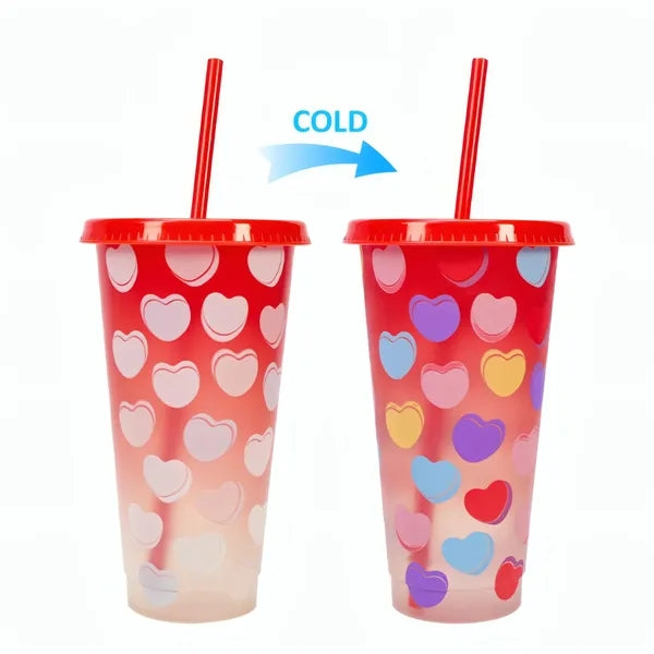 24oz Cold Color Changing Cup W/Lid&Straw